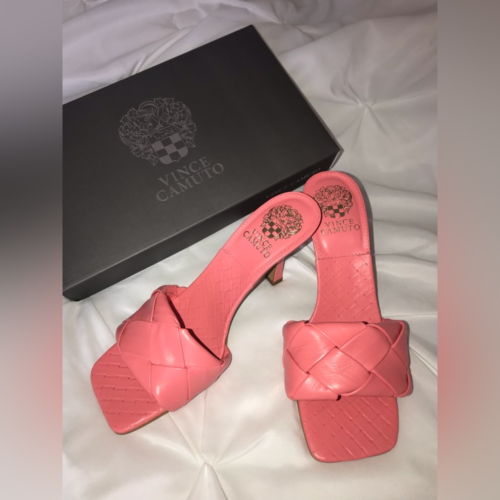 Vince Camuto Brelanie Braided Strap Sandal - Ultra Coral, Size 7.5